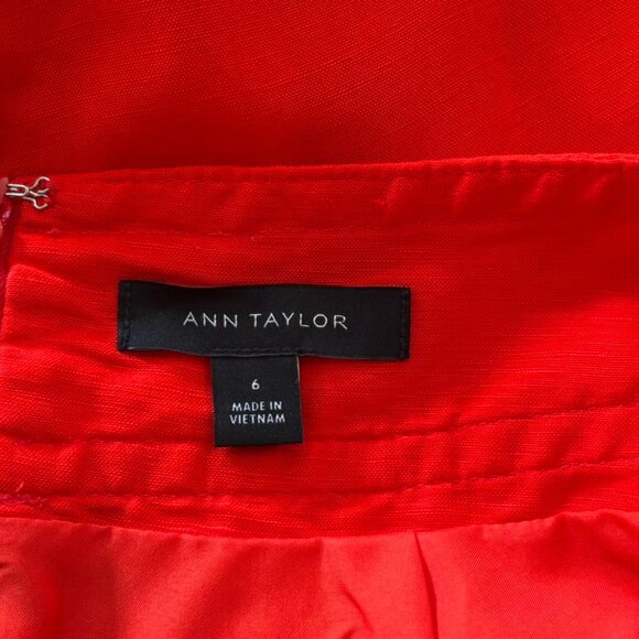 Ann Taylor Bright Red Linen Blend A-Line Maxi Skirt - Size 6 - Picture 4 of 5